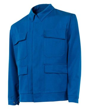 Eine royalblaue Bundjacke